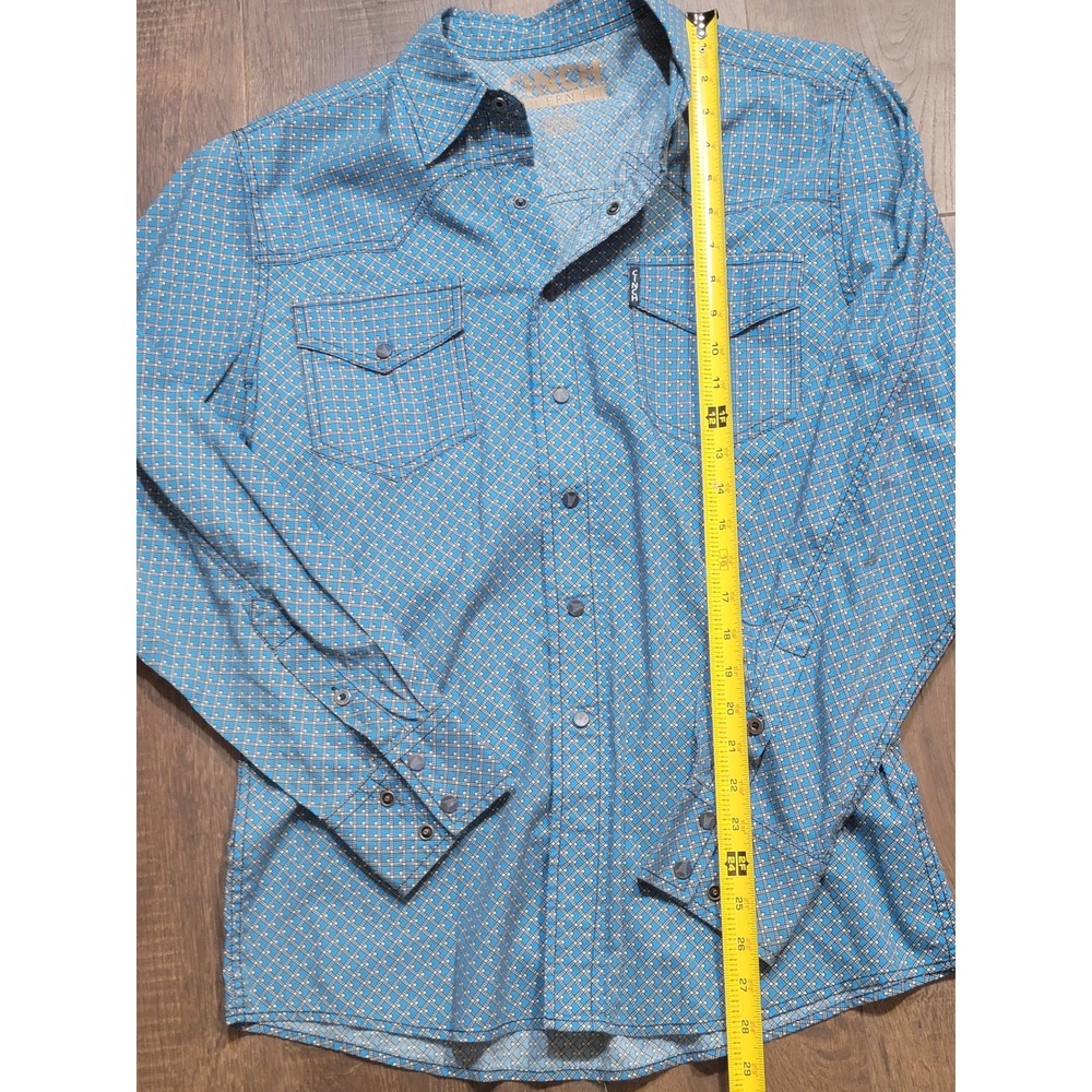 Cinch Modern Fit Blue Geometric Print Snap Front Long Sleeve Western Shirt Men S